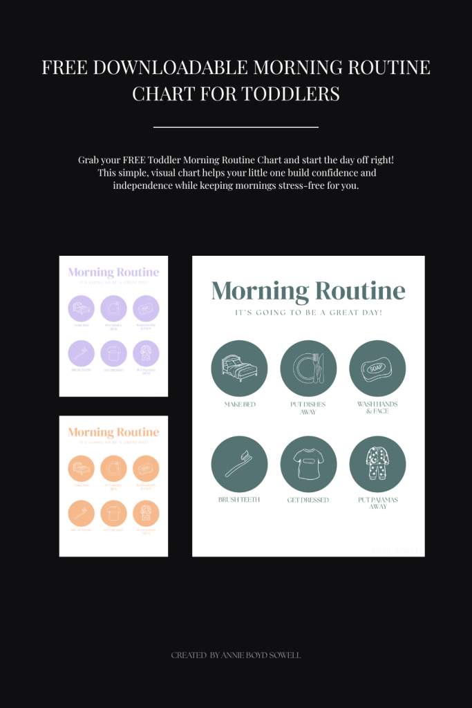 Free downloadable morning routine checklist for toddlers ages 2–5