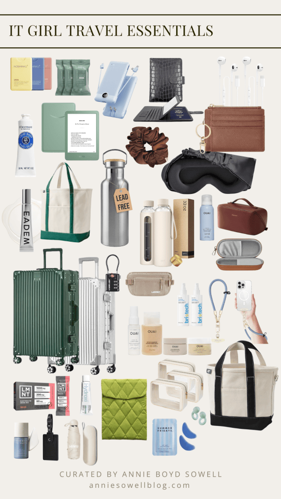 collage of travel essentials for women from amazon