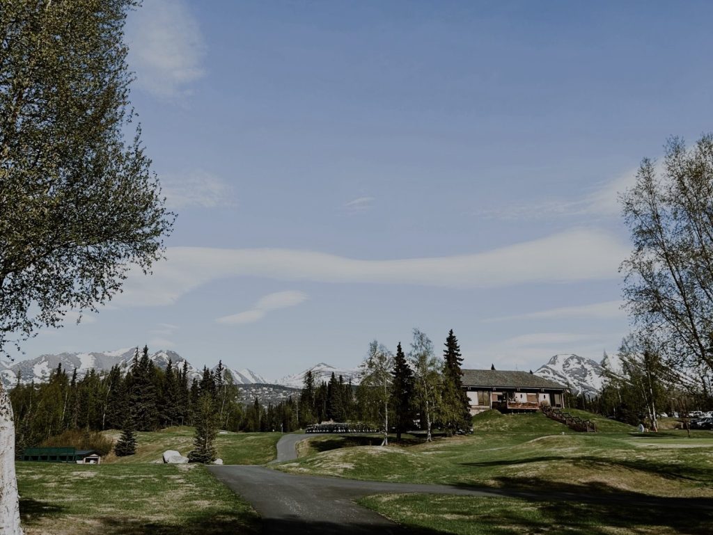 mountain view from course at anchorage golf course